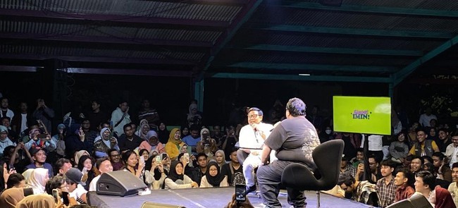 Cawapres nomor urut 1 Muhaimin Iskandar menilai debat Capres terakhir pada Minggu (4/2) kemarin kurang seru. (CNN Indonesia/ Muhammad Arief)
