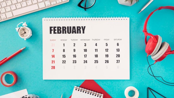 Ilustrasi kalender Februari. Foto: Freepik