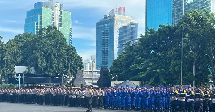 Foto: Polda Metro Jaya gelar kegiatan apel pengamanan pemilu (Ondang/detikcom)