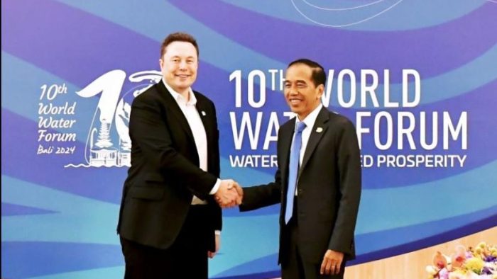 Presiden Jokowi bertemu pendiri Starlink di Bali International Convention Center (BICC), Kabupaten Badung, Senin (20/5/2024).