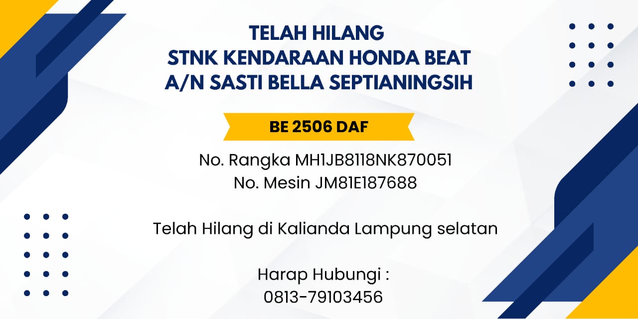 Iklan Kehilangan STNK