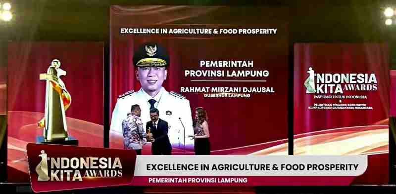 Pemprov Lampung Raih Penghargaan Excellence in Agriculture and Food Prosperity