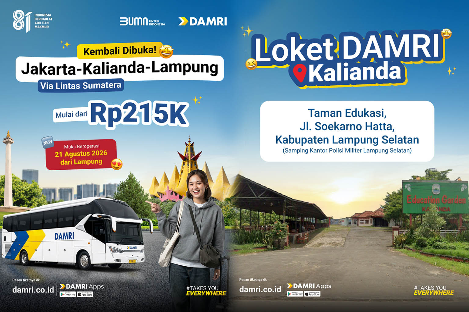 Rute DAMRI Kalianda-Jakarta Kembali Terhubung 21 Agustus
