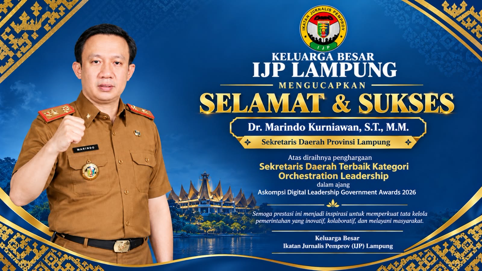 Sekretaris Daerah Provinsi (Sekdaprov) Lampung Marindo Kurniawan