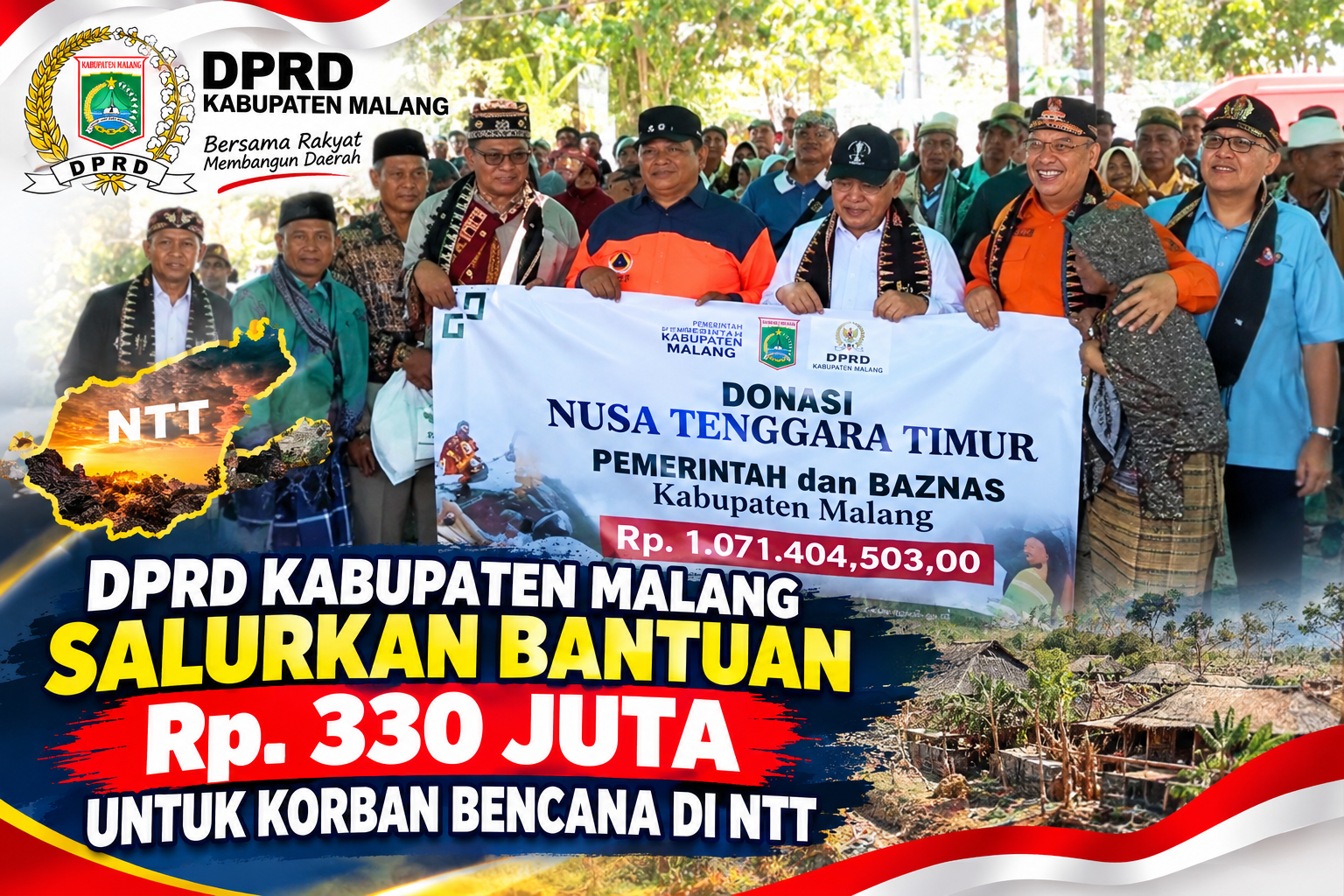 DPRD Kabupaten Malang Salurkan Bantuan Rp.330 Juta Untuk Korban Bencana di NTT